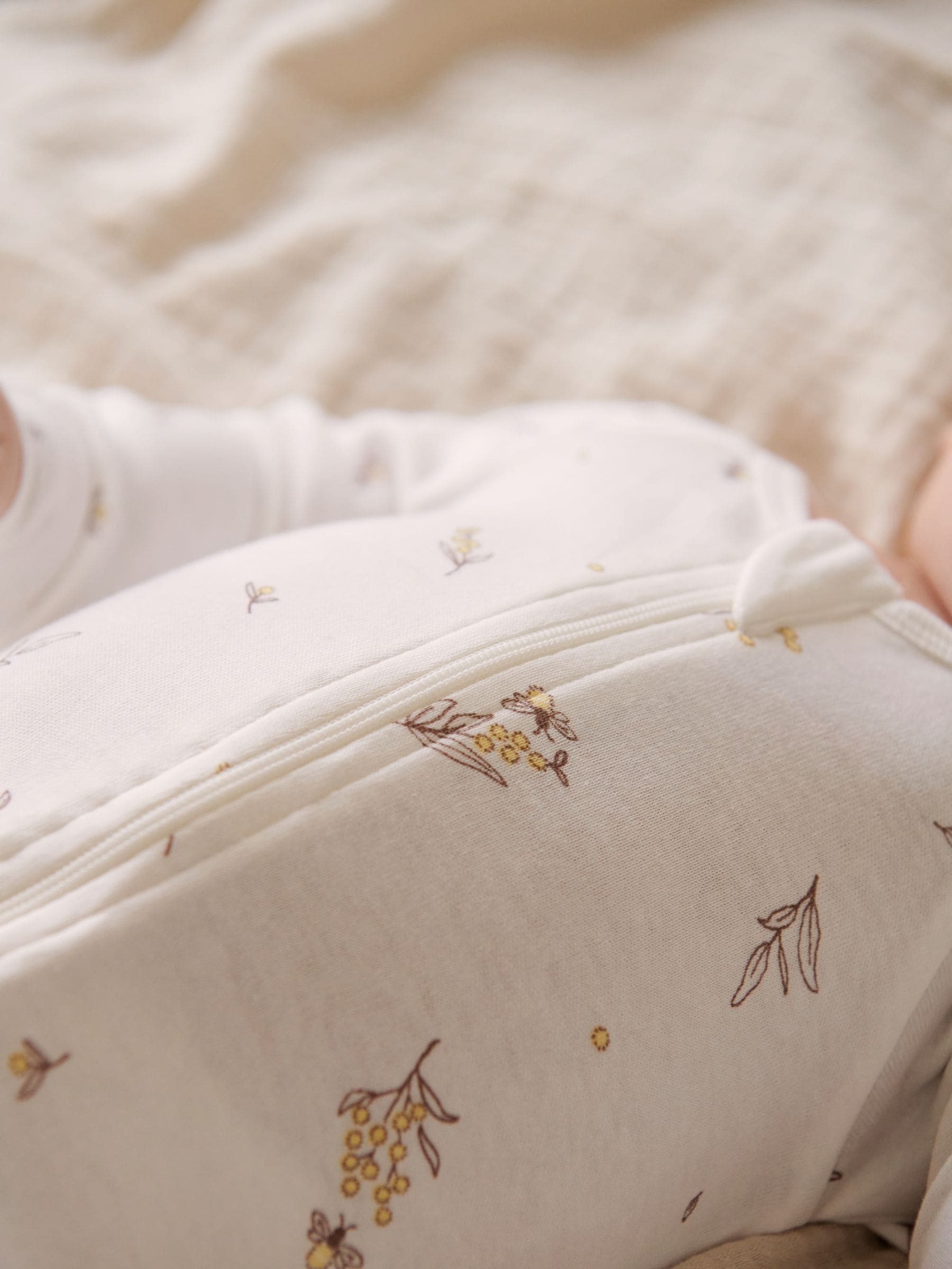 Purebaby Cream Zip Baby Sleepsuits 2 Pack image 3