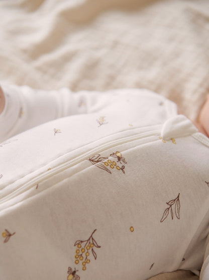 Purebaby Cream Zip Baby Sleepsuits 2 Pack image 3