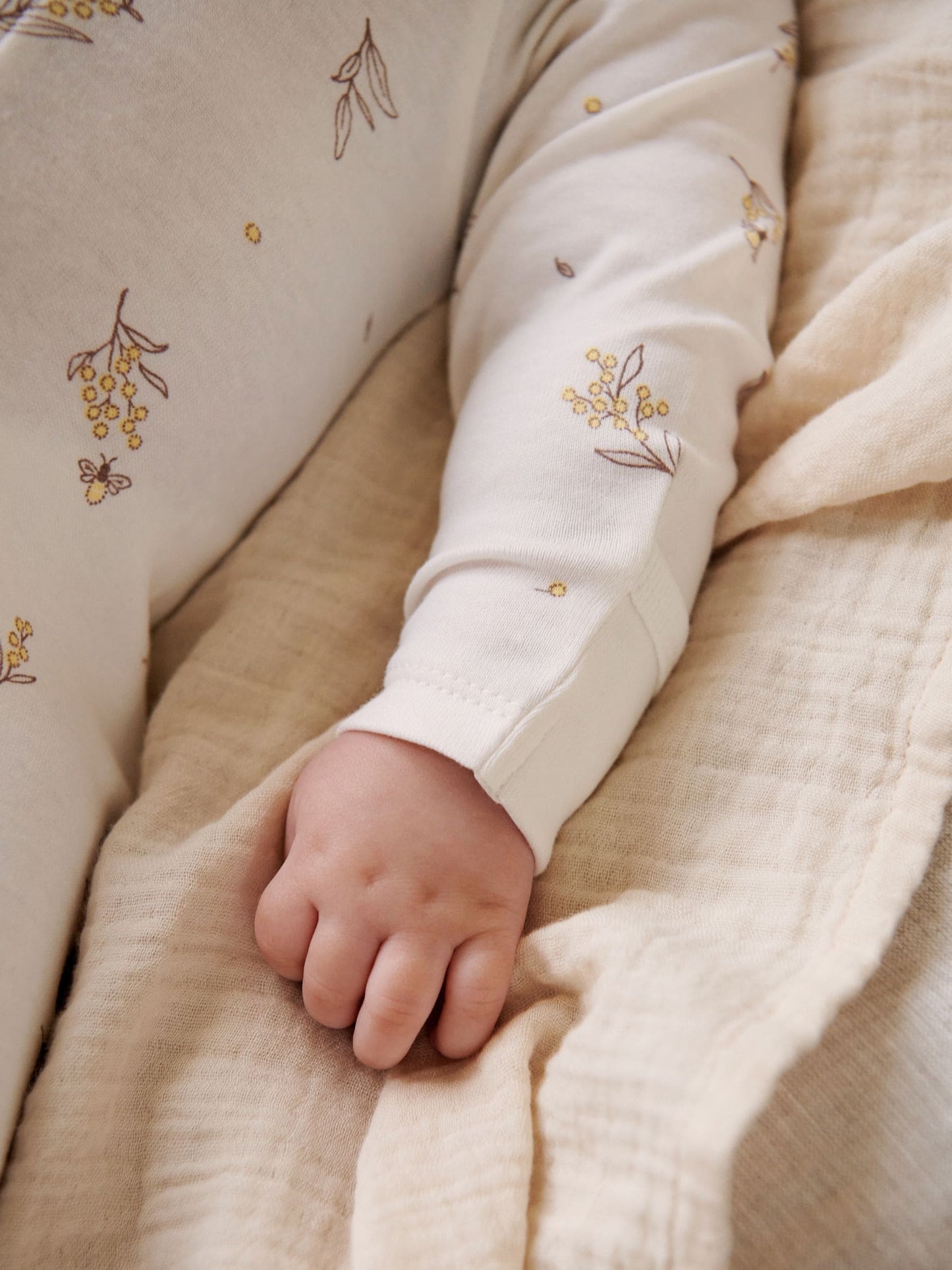 Purebaby Cream Zip Baby Sleepsuits 2 Pack image 4