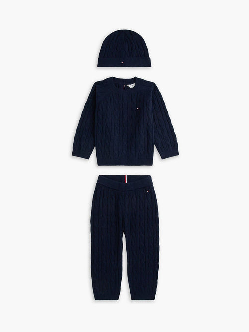 Dsiney Kidz - Tommy Hilfiger Blue Cable Knit Three-Piece Outfit Gift Box image 1