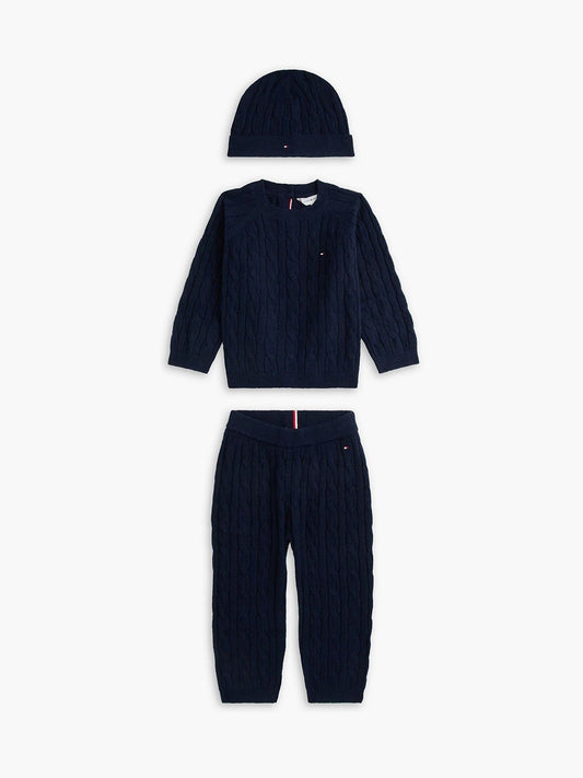Dsiney Kidz - Tommy Hilfiger Blue Cable Knit Three-Piece Outfit Gift Box image 1