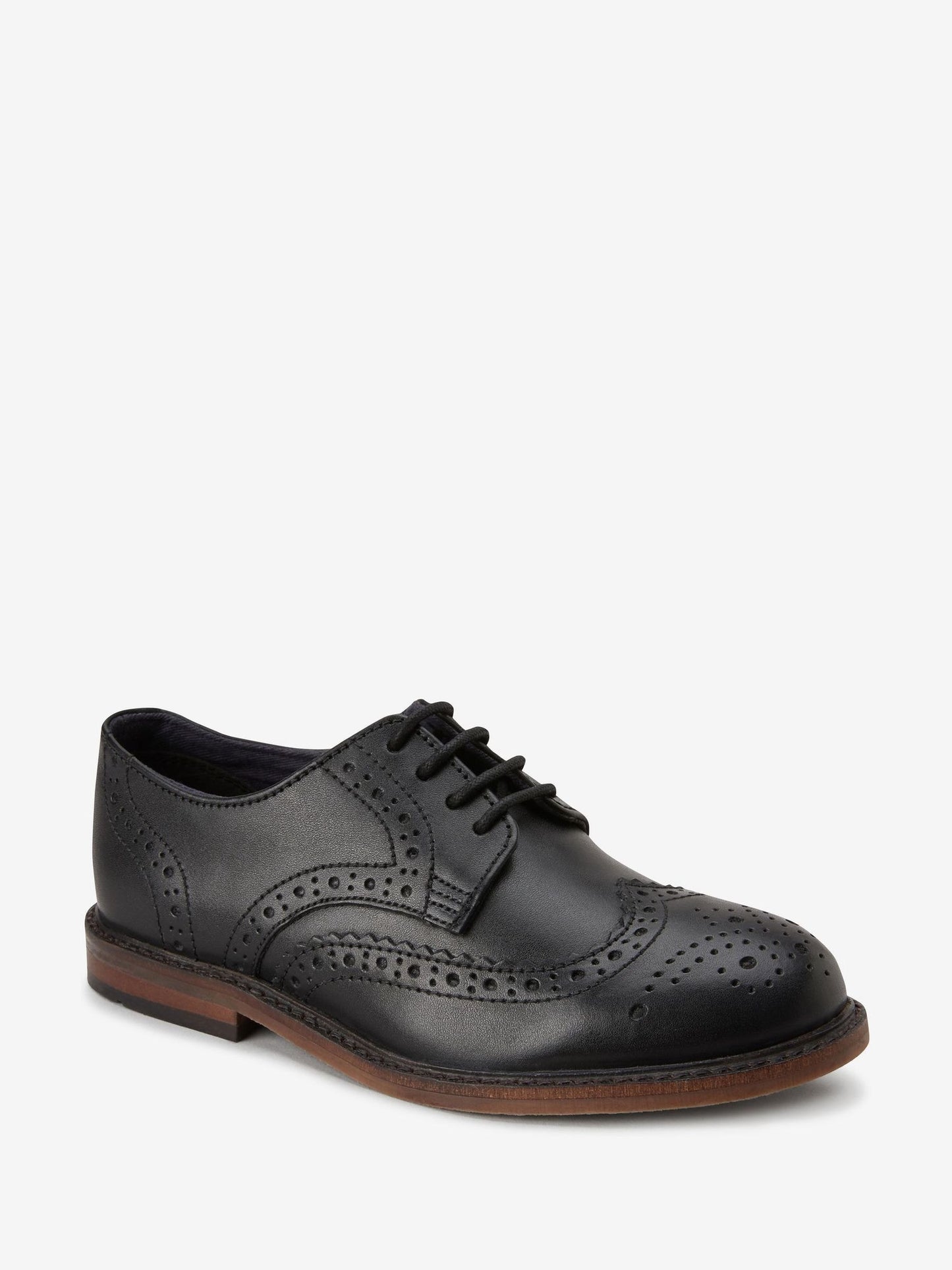 Black Standard Fit (F) Leather Laceup Brogue Shoes image 1