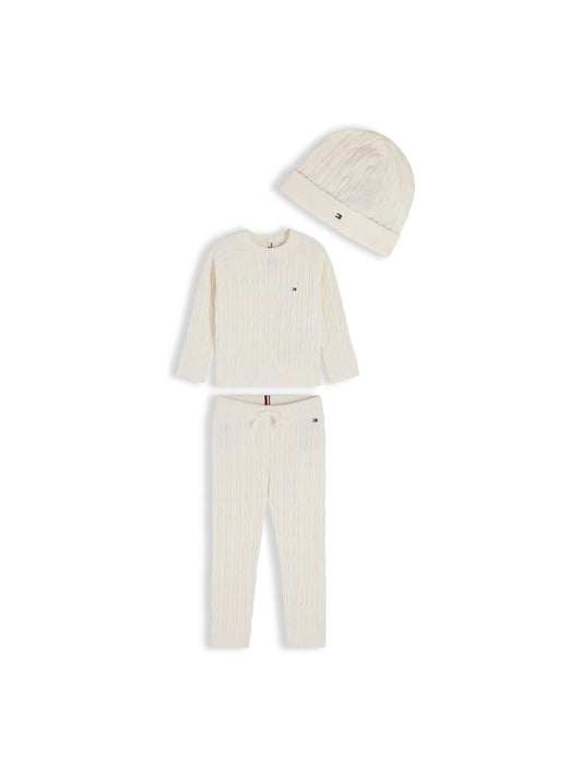 Dsiney Kidz - Tommy Hilfiger Cream Cable Knit Three-Piece Outfit Gift Box image 1