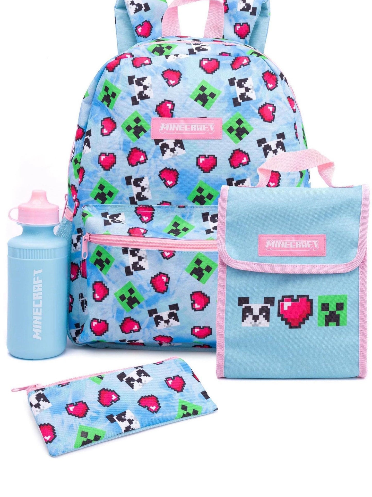 Vanilla Underground Blue Minecraft Girls Creeper 4 Piece Backpack Set image 1