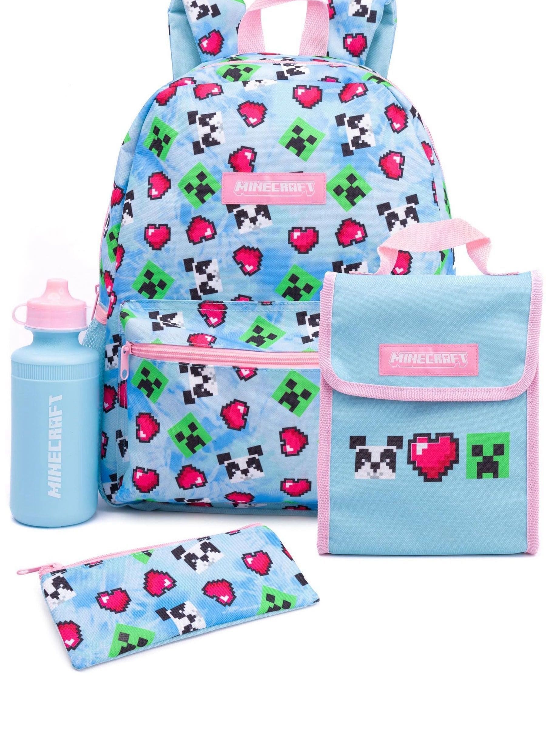 Vanilla Underground Blue Minecraft Girls Creeper 4 Piece Backpack Set image 1