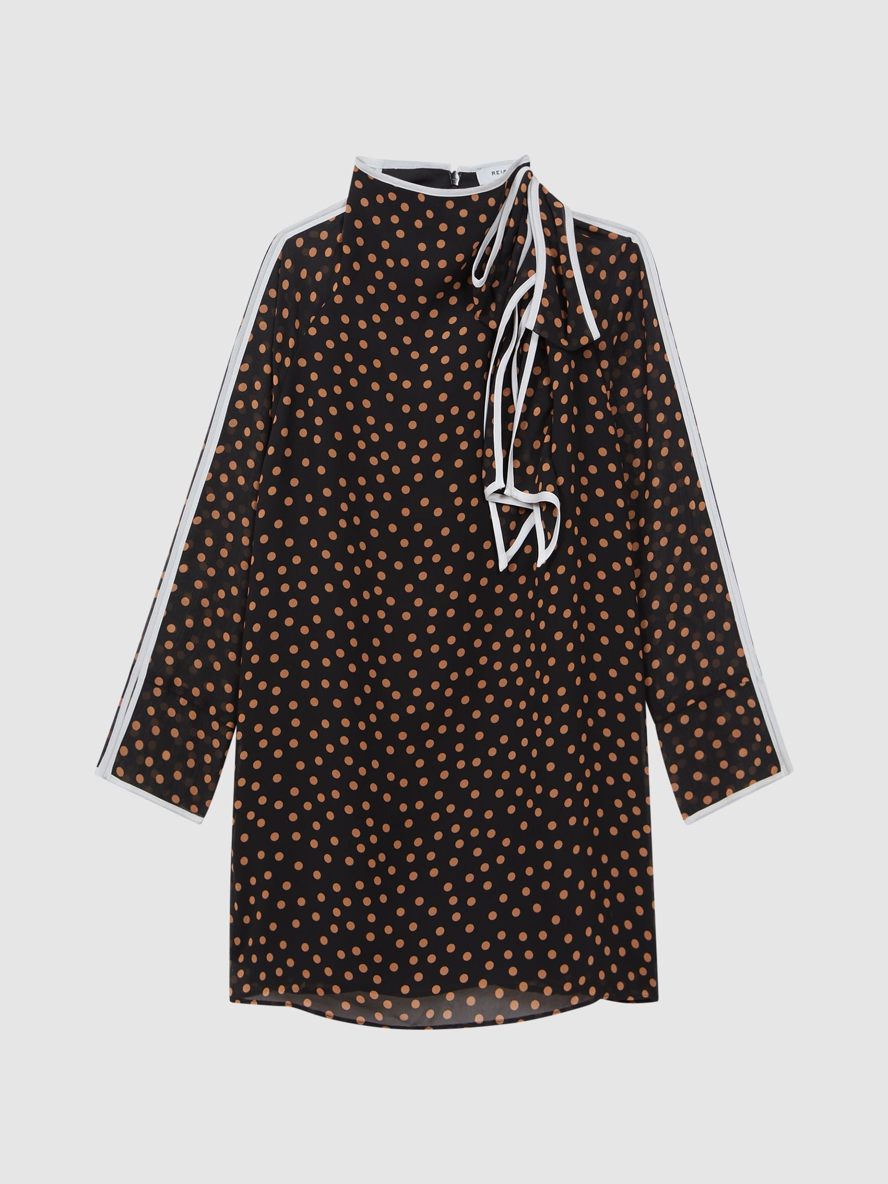 Dsiney Kidz - Reiss Black Kate 4-9 yrs Polka Dot Tie Neck Mini Dress image 2