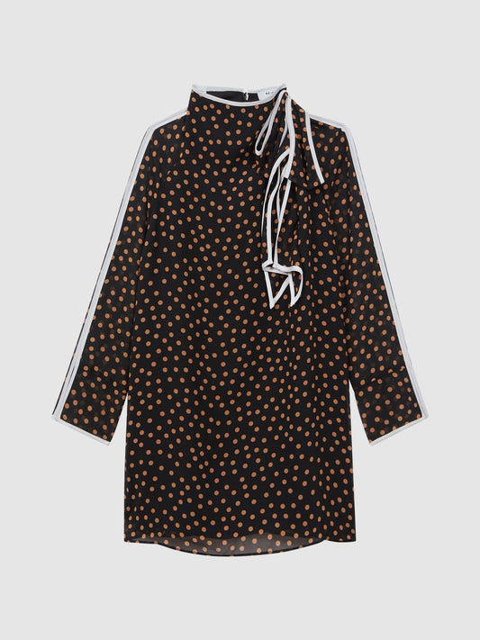 Dsiney Kidz - Reiss Black Kate 4-9 yrs Polka Dot Tie Neck Mini Dress image 2