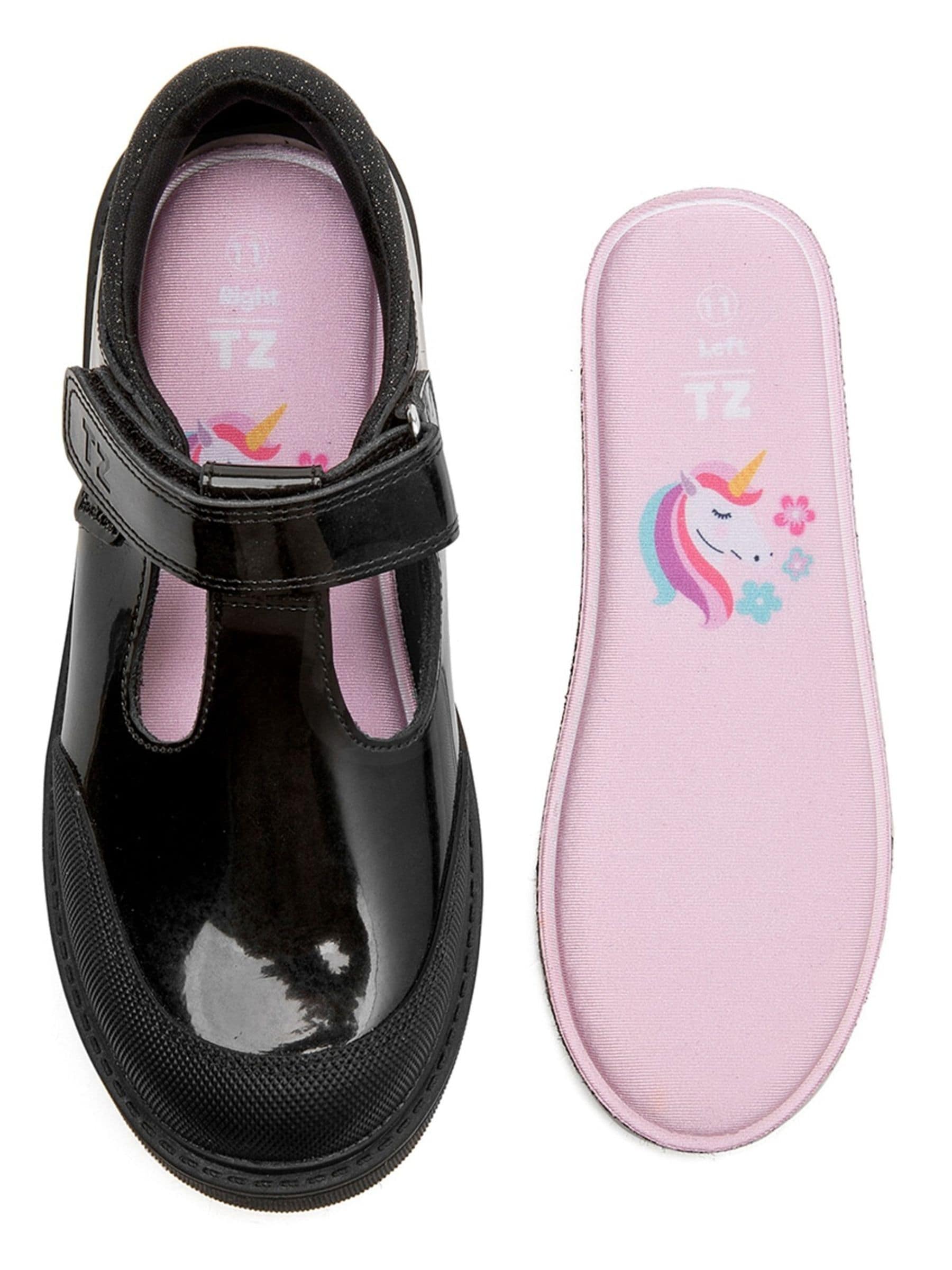 Toezone Black Ava Patent Leather Bumper Rip Tape School Shoes image 6