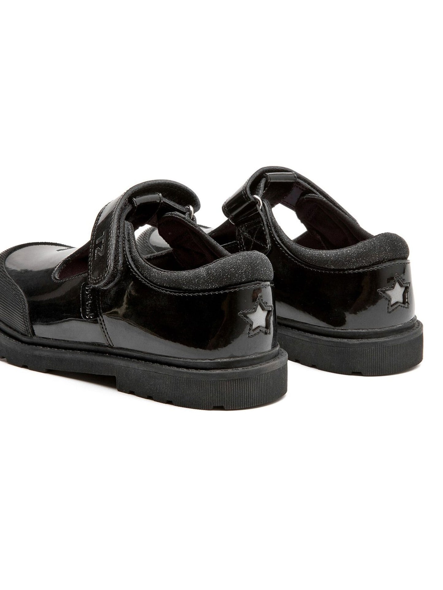 Toezone Black Ava Patent Leather Bumper Rip Tape School Shoes image 7