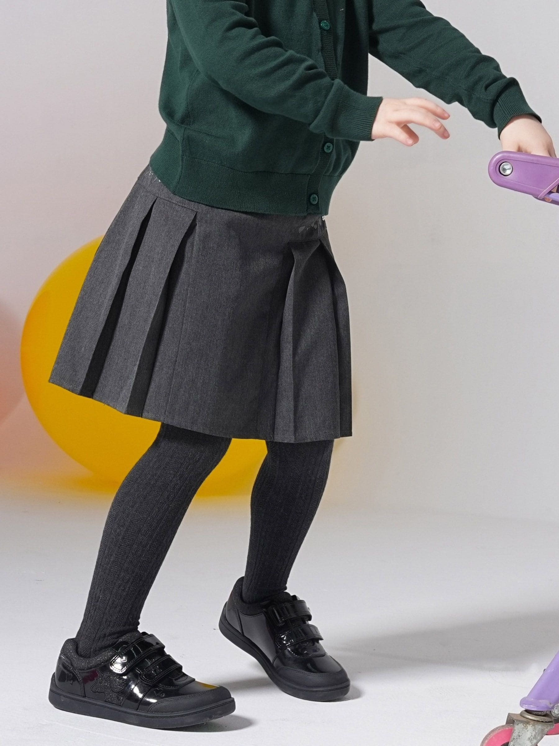 Toezone Black Kira  Rubber Patent Double Rip-Tape Unicorn School Shoes image 4