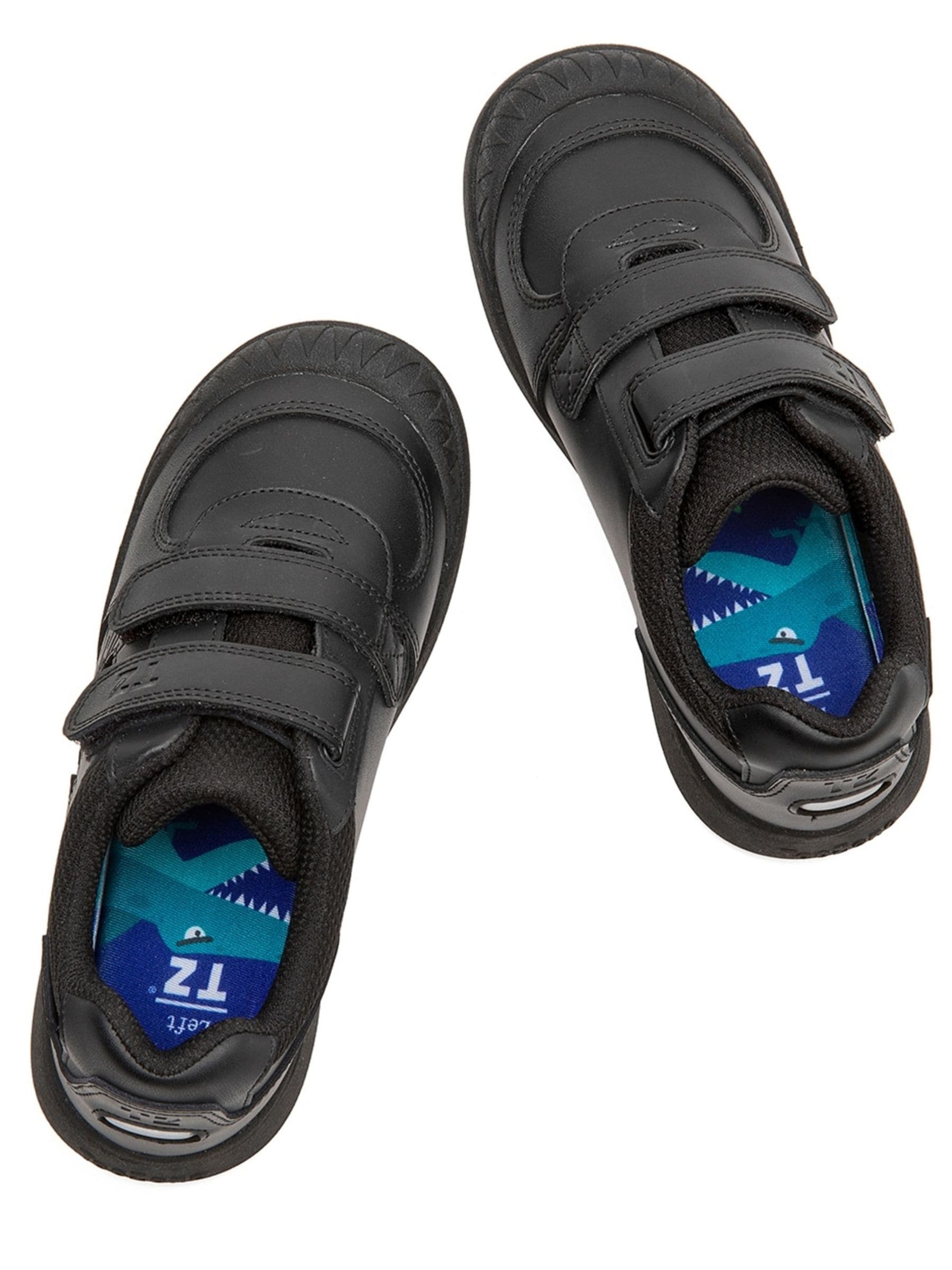 Toezone Black Noah Black Rip Tape Dinosaur Character School Shoes image 5