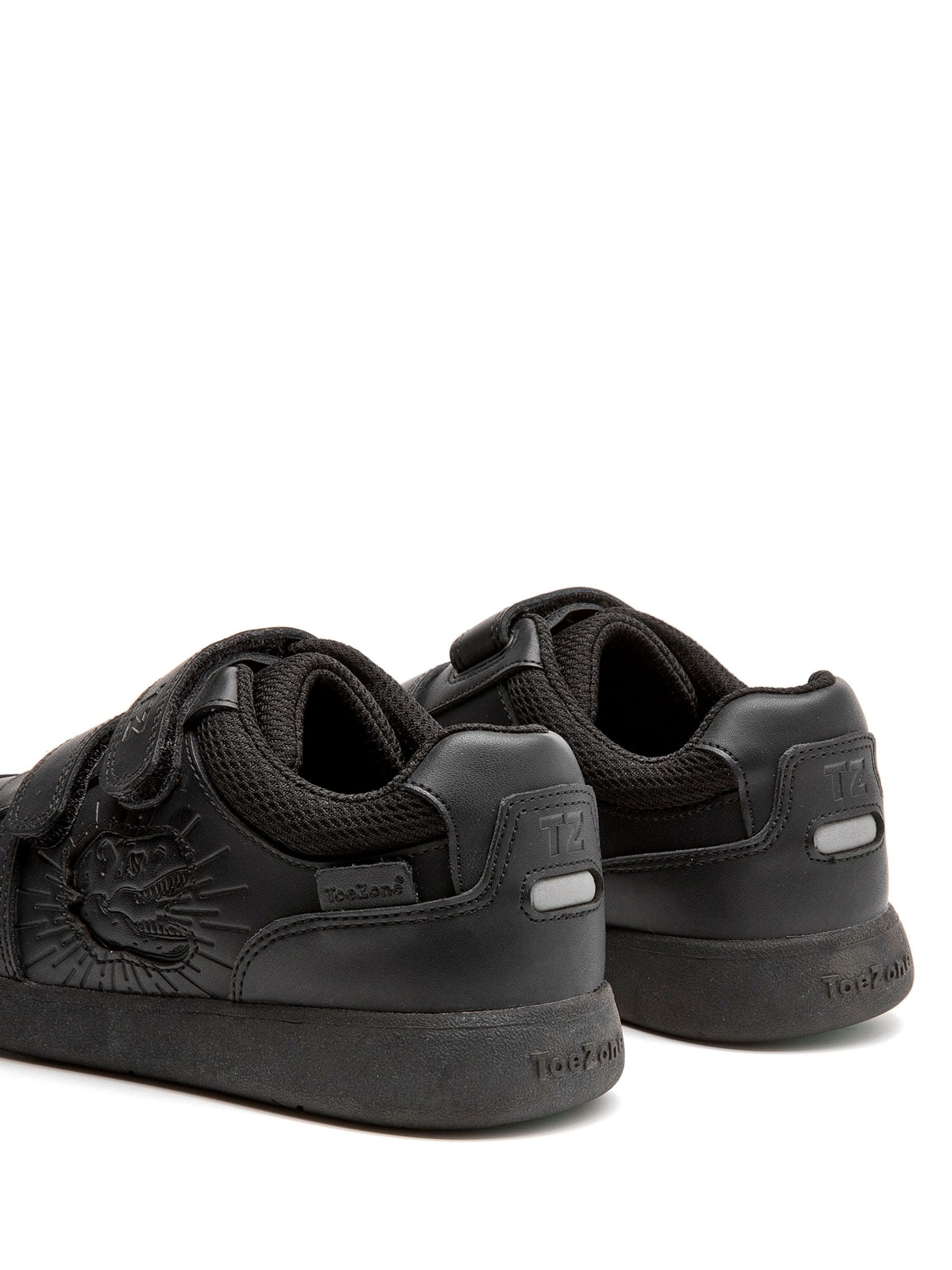 Toezone Black Noah Black Rip Tape Dinosaur Character School Shoes image 6
