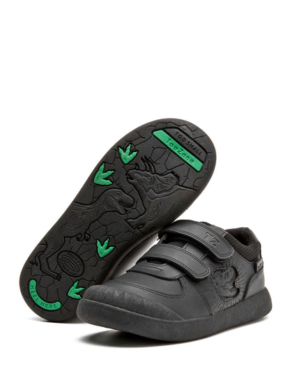 Toezone Black Noah Black Rip Tape Dinosaur Character School Shoes image 7