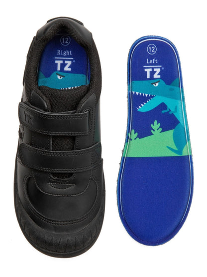 Toezone Black Noah Black Rip Tape Dinosaur Character School Shoes image 8