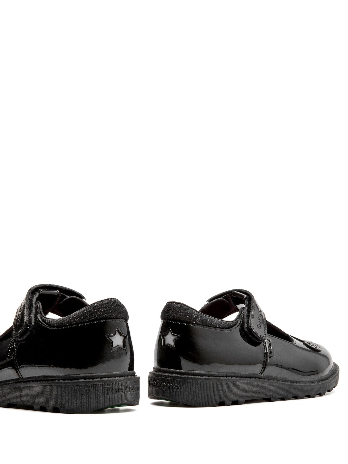 Toezone Black Matilda Patent Leather Unicorn Rip Tape School Shoes image 7