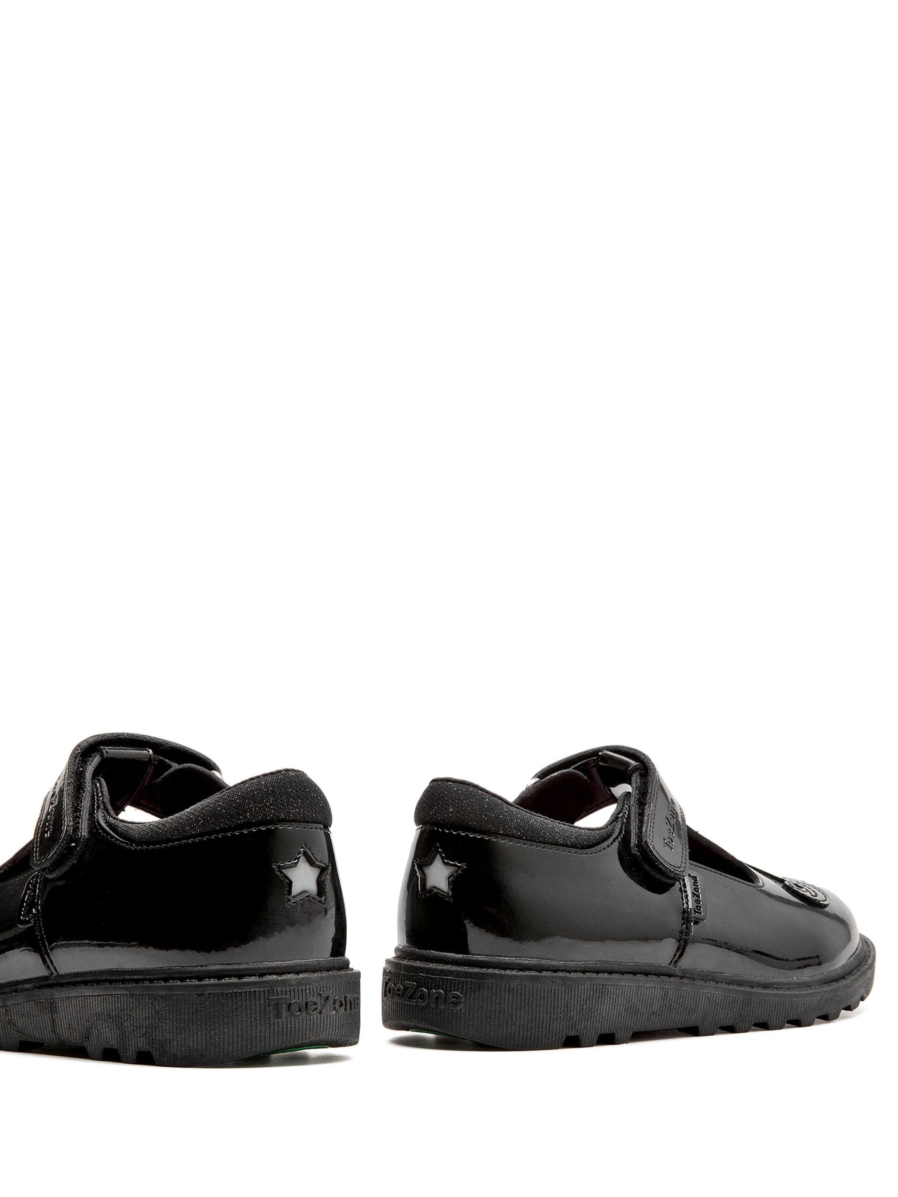 Toezone Black Matilda Patent Leather Unicorn Rip Tape School Shoes image 7