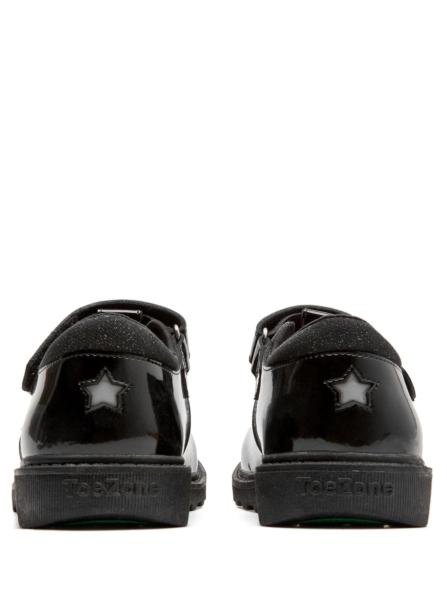 Toezone Black Matilda Patent Leather Unicorn Rip Tape School Shoes image 9
