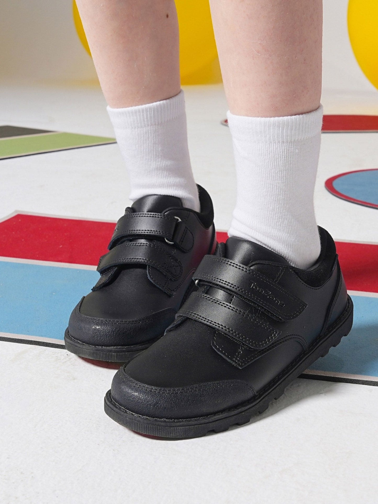 Toezone Black Tracer Classic Double Rip Tape Leather School Shoes image 1