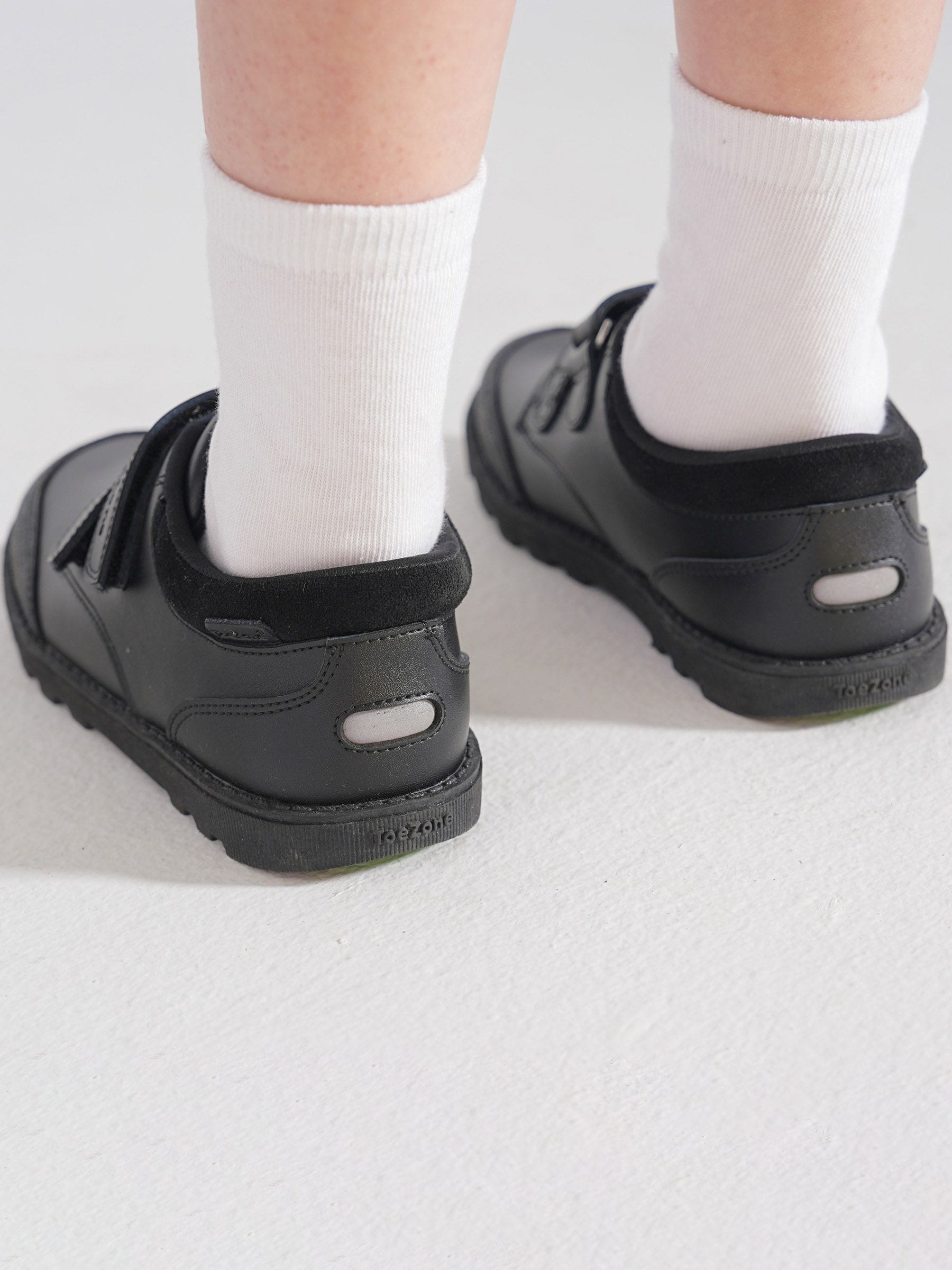 Toezone Black Tracer Classic Double Rip Tape Leather School Shoes image 4