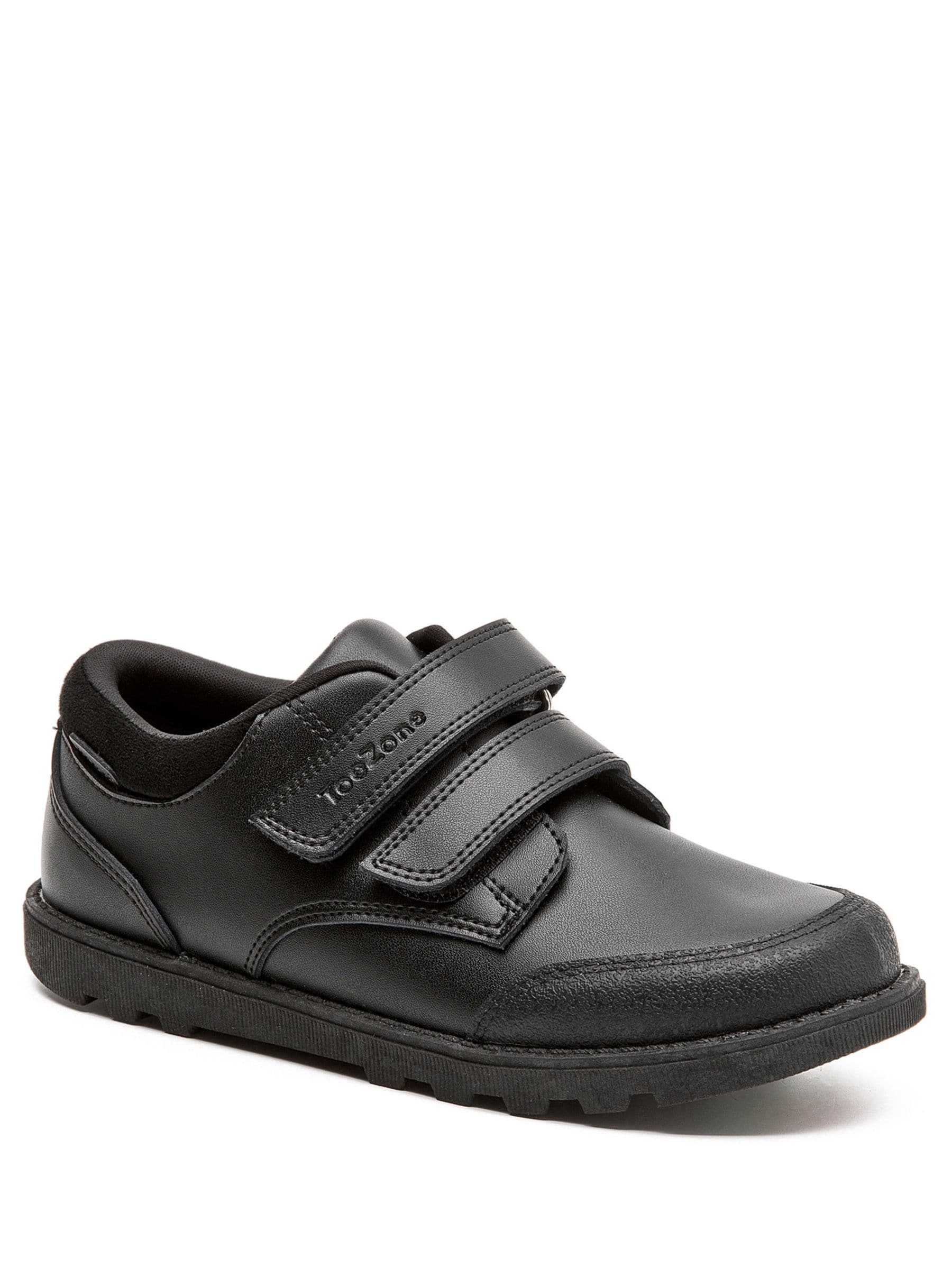 Toezone Black Tracer Classic Double Rip Tape Leather School Shoes image 5