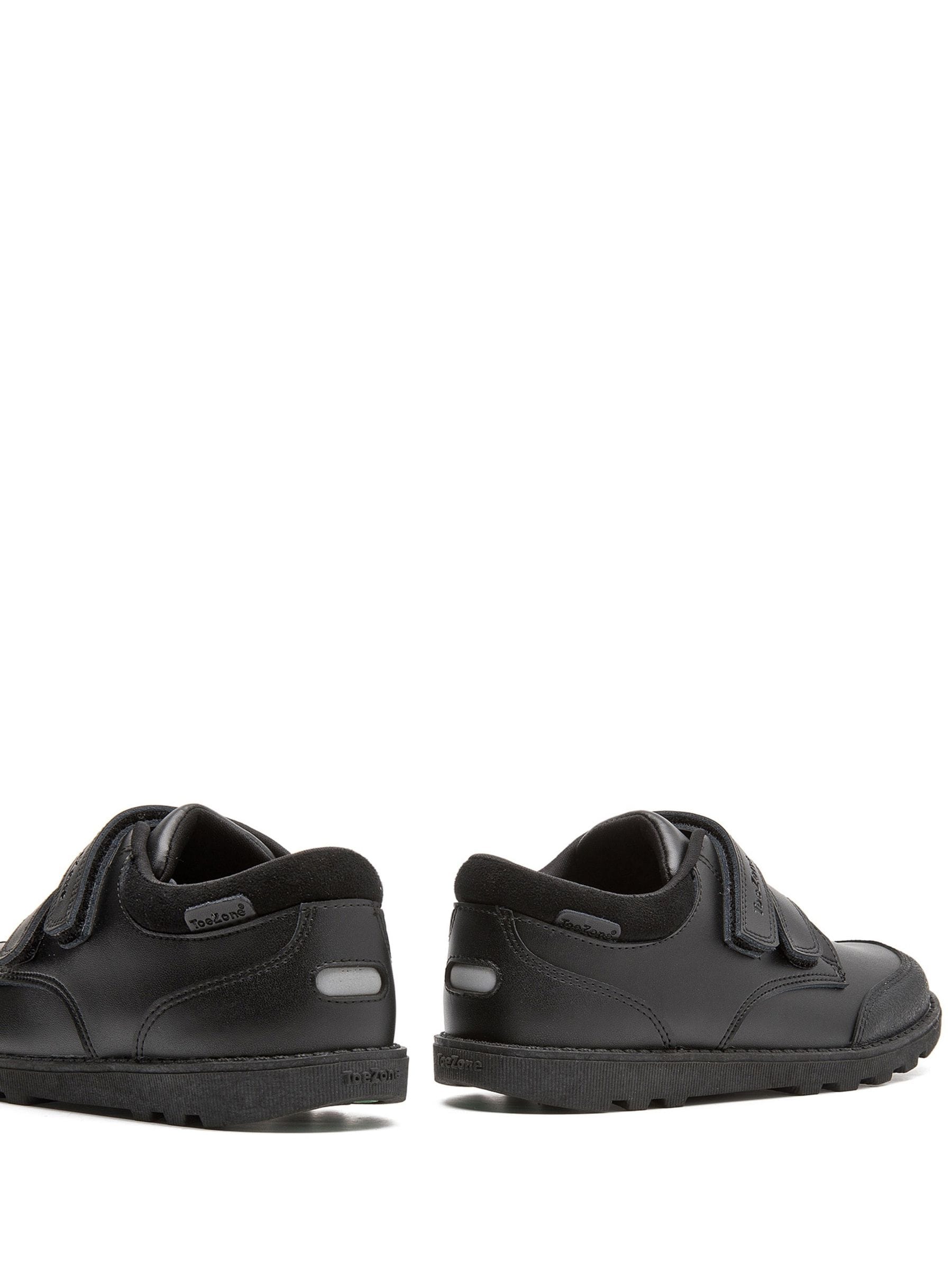 Toezone Black Tracer Classic Double Rip Tape Leather School Shoes image 6