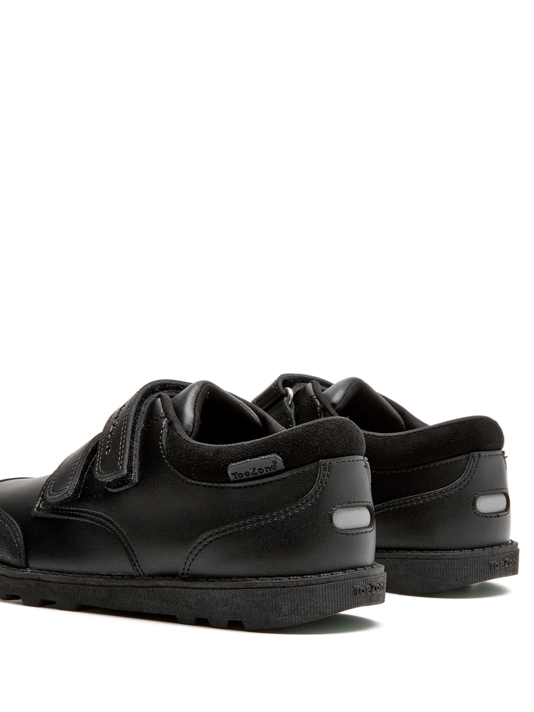 Toezone Black Tracer Classic Double Rip Tape Leather School Shoes image 7