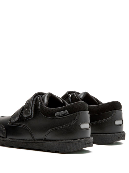 Toezone Black Tracer Classic Double Rip Tape Leather School Shoes image 7