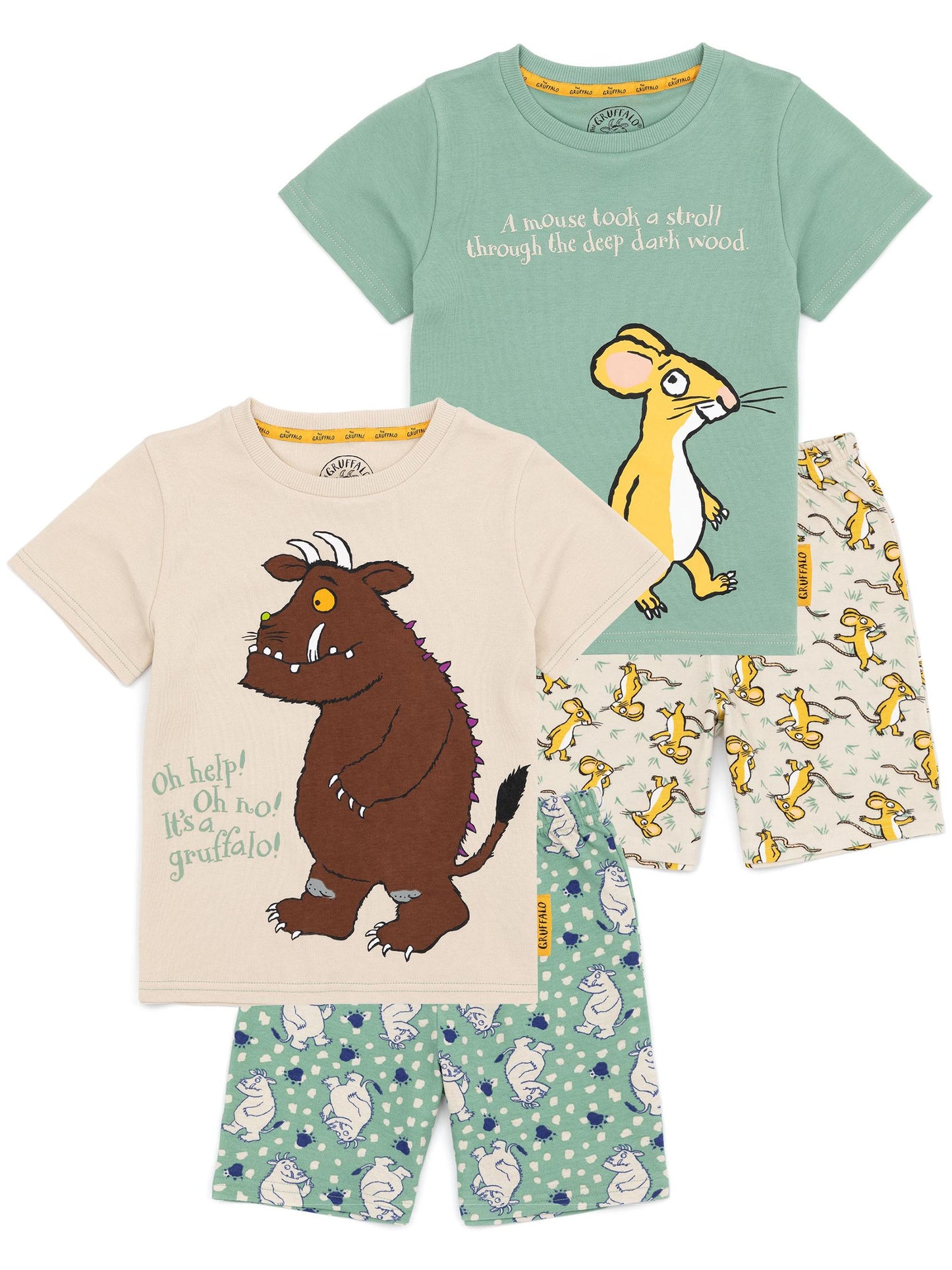 Dsiney Kidz - Vanilla Underground Green Gruffalo Kids Shorts Pyjamas 2 Pack Set image 1