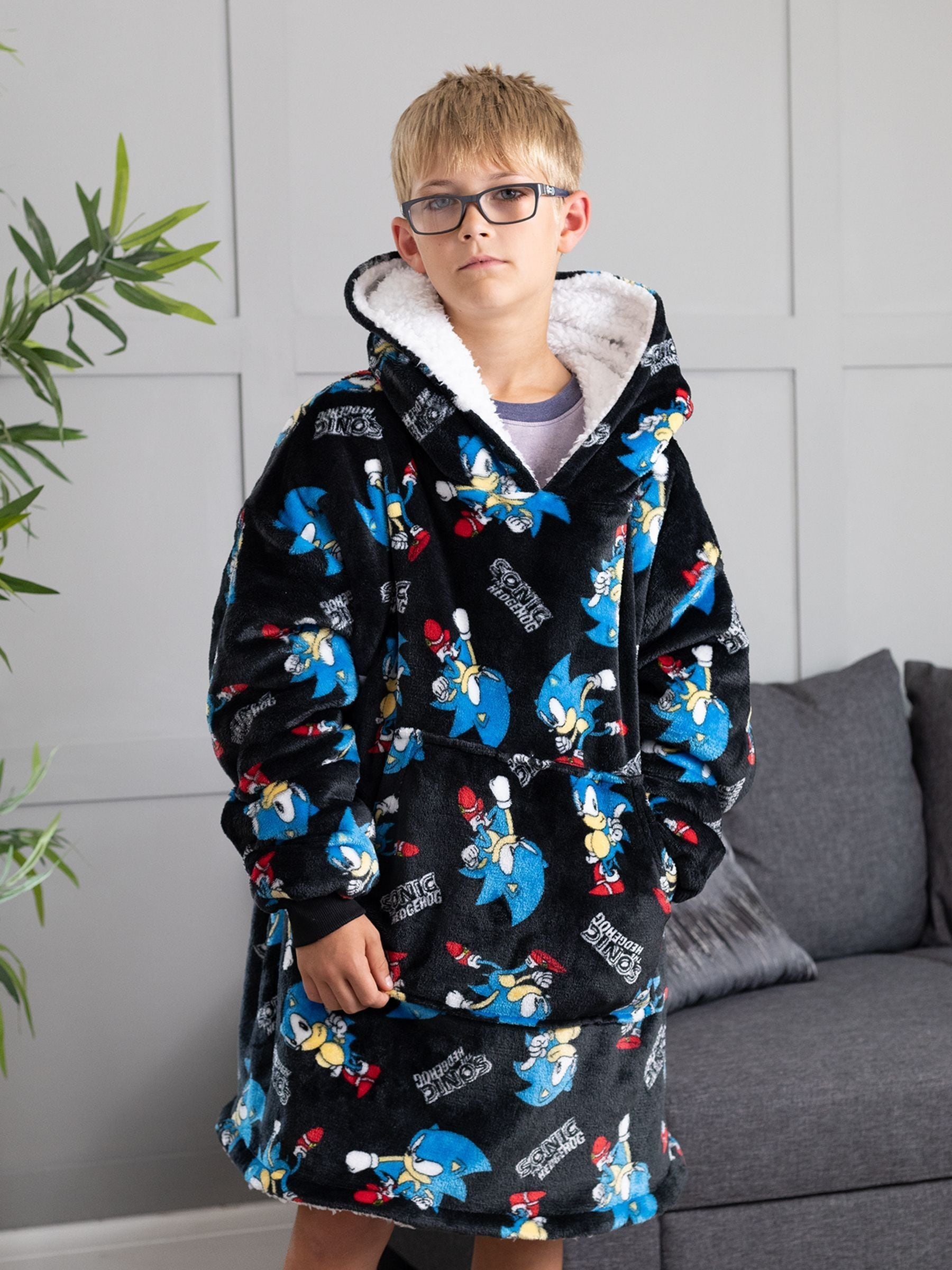 Dsiney Kidz - Vanilla Underground Dark Black Sonic All-Over Print Blanket Hoodie image 1