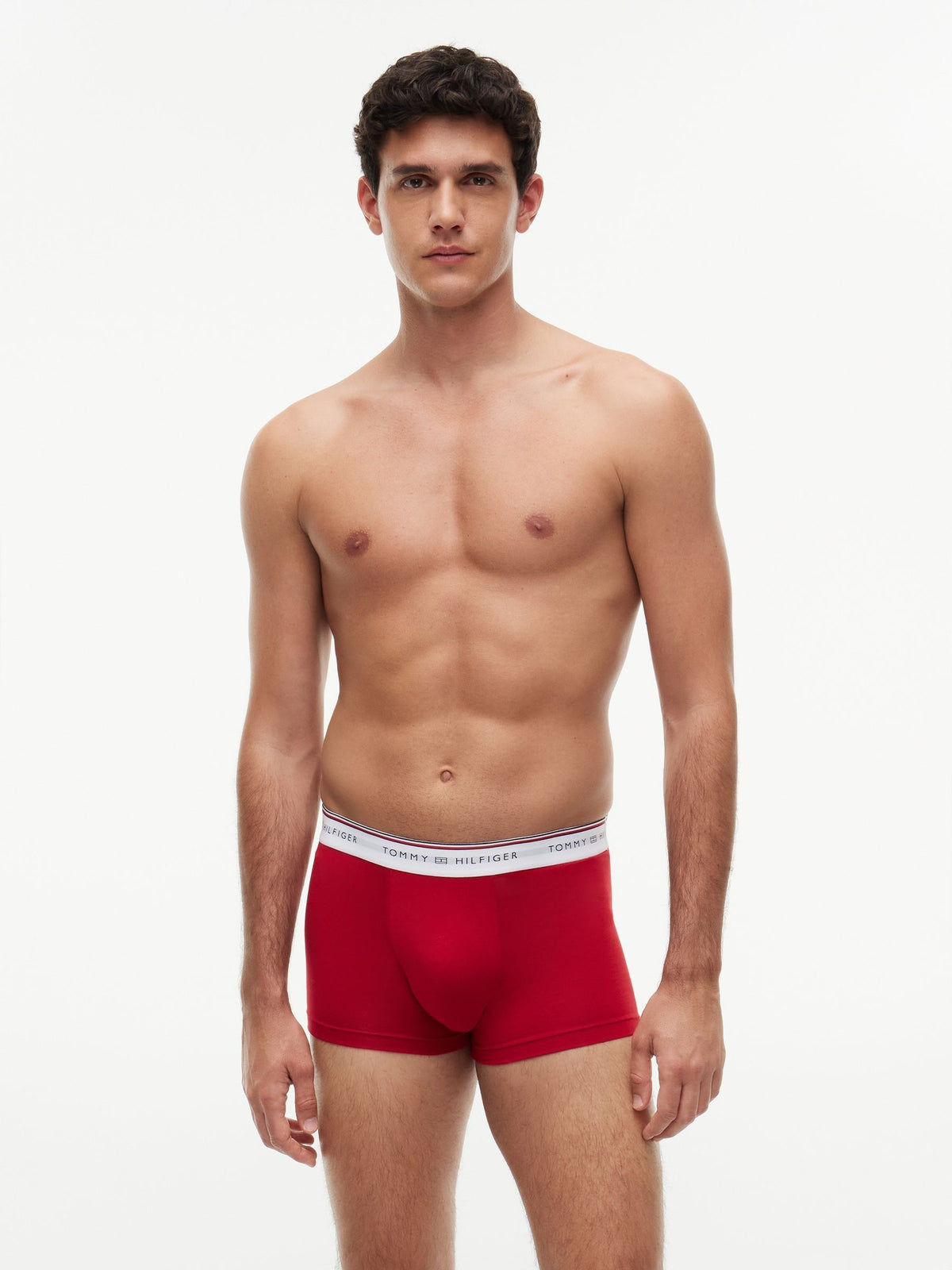 Dsiney Kidz - Tommy Hilfiger Red Global Stripe Logo Waistband Trunks 3 Pack image 2