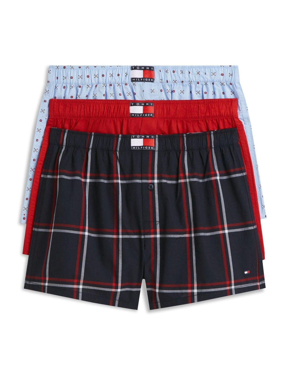 Dsiney Kidz - Tommy Hilfiger Red Heritage Print Woven Boxer Shorts 3 Pack image 1