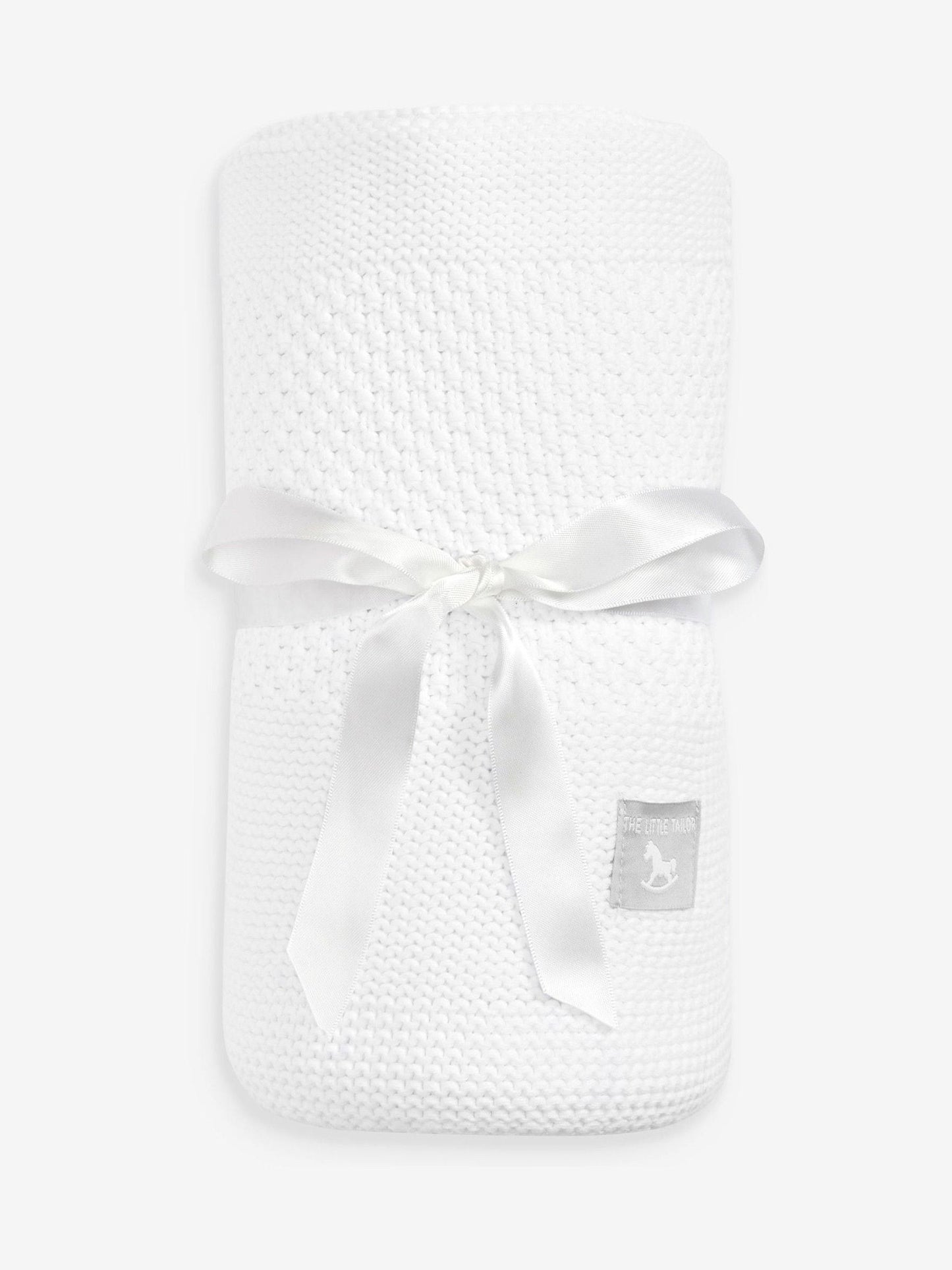 The Little Tailor White The Little Tailor Knitted Stripe Baby Blanket image 1