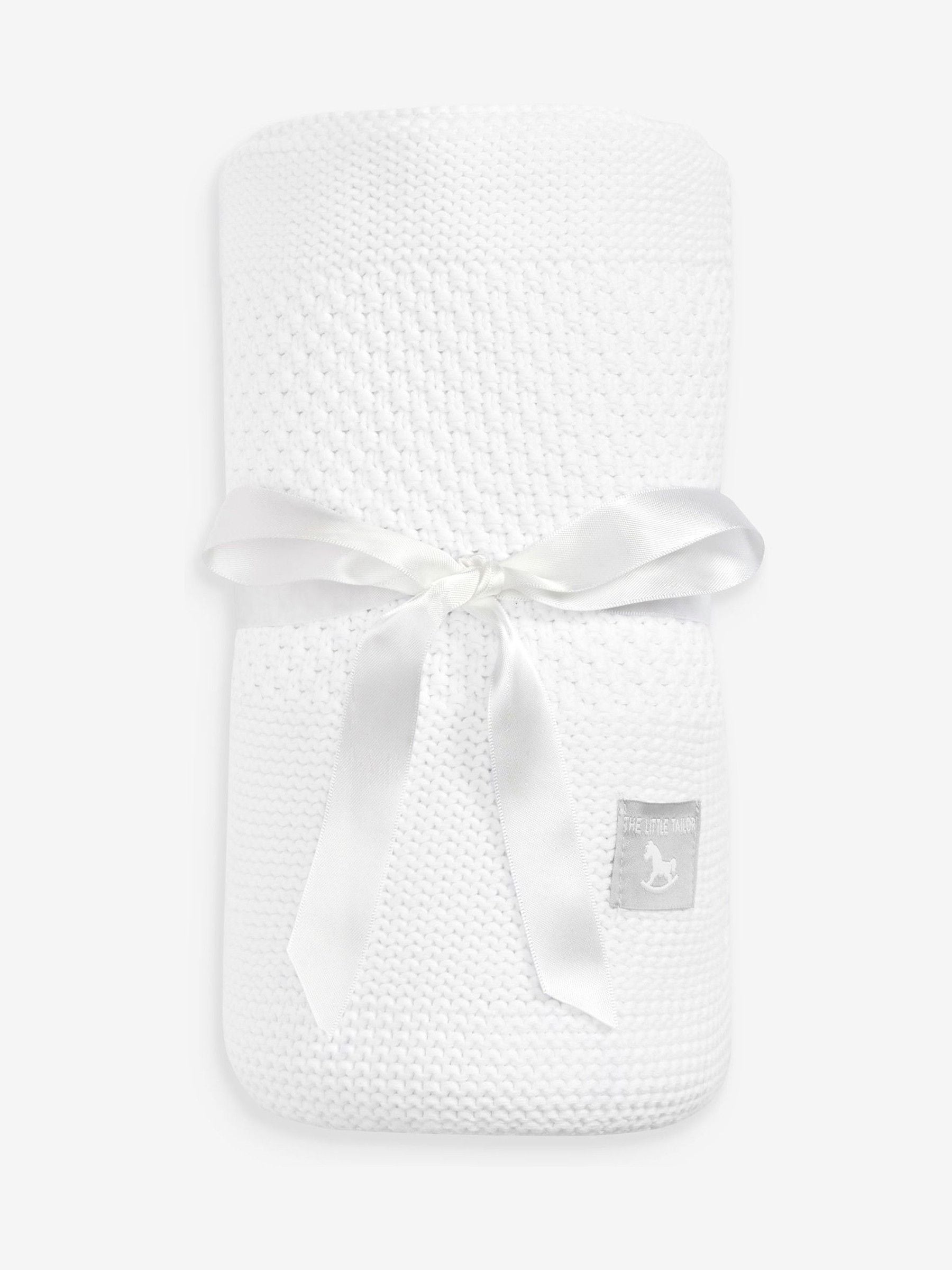 The Little Tailor White The Little Tailor Knitted Stripe Baby Blanket image 1