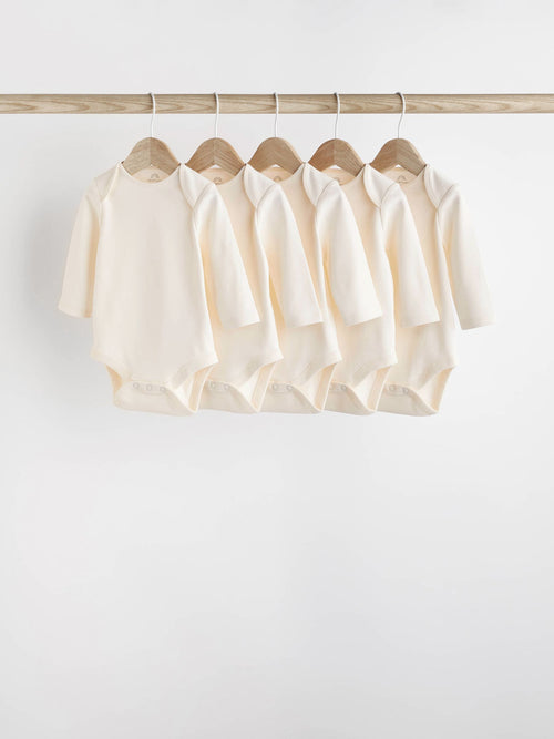 Dsiney Kidz - Cream Essential Baby Long Sleeve Bodysuits 5 Pack image 1