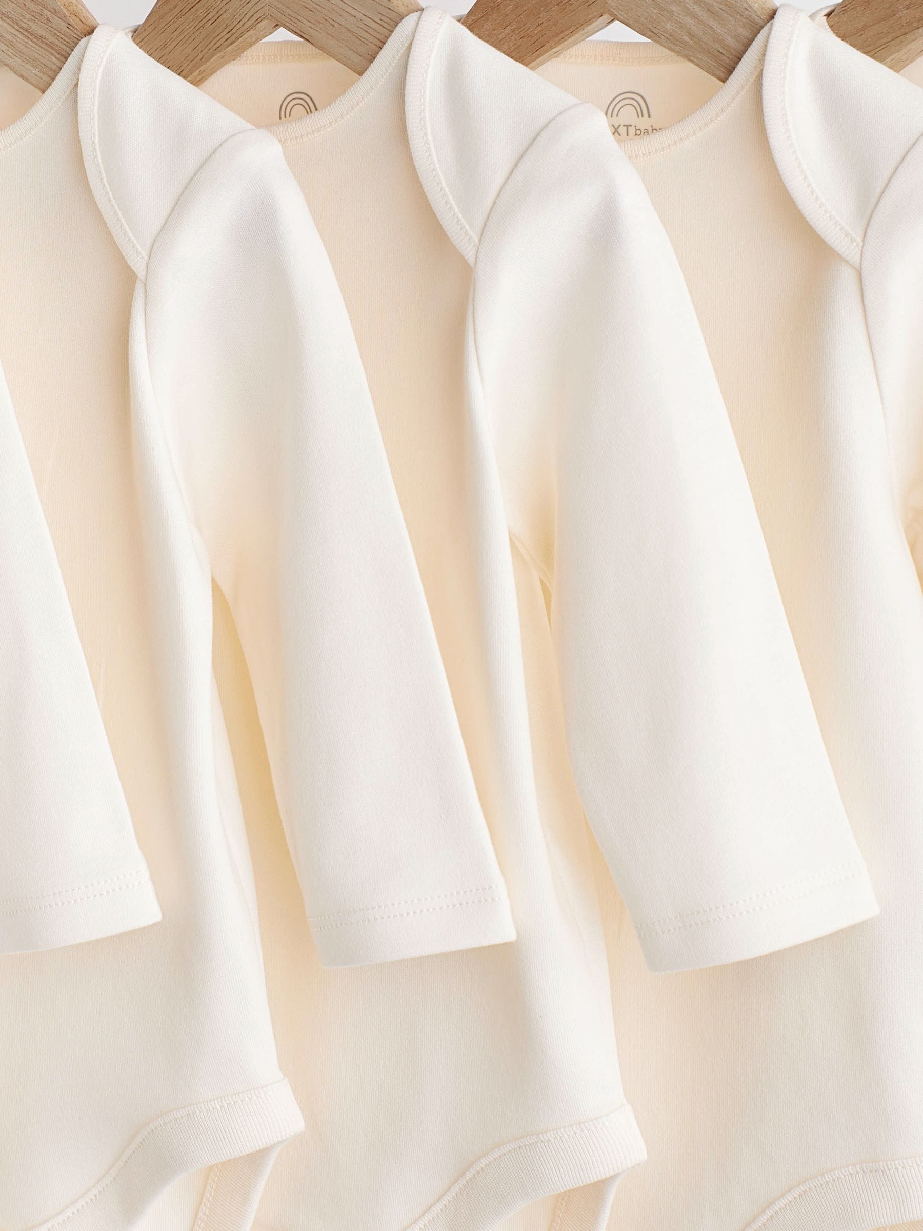 Cream Essential Baby Long Sleeve Bodysuits 5 Pack image 3