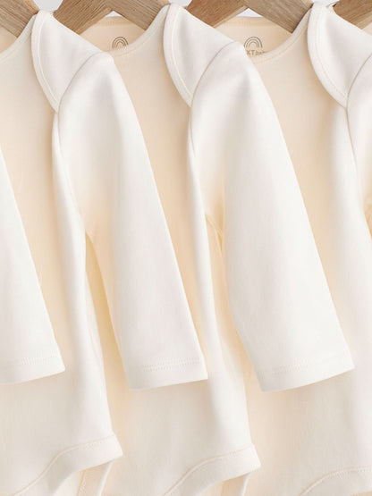 Cream Essential Baby Long Sleeve Bodysuits 5 Pack image 3