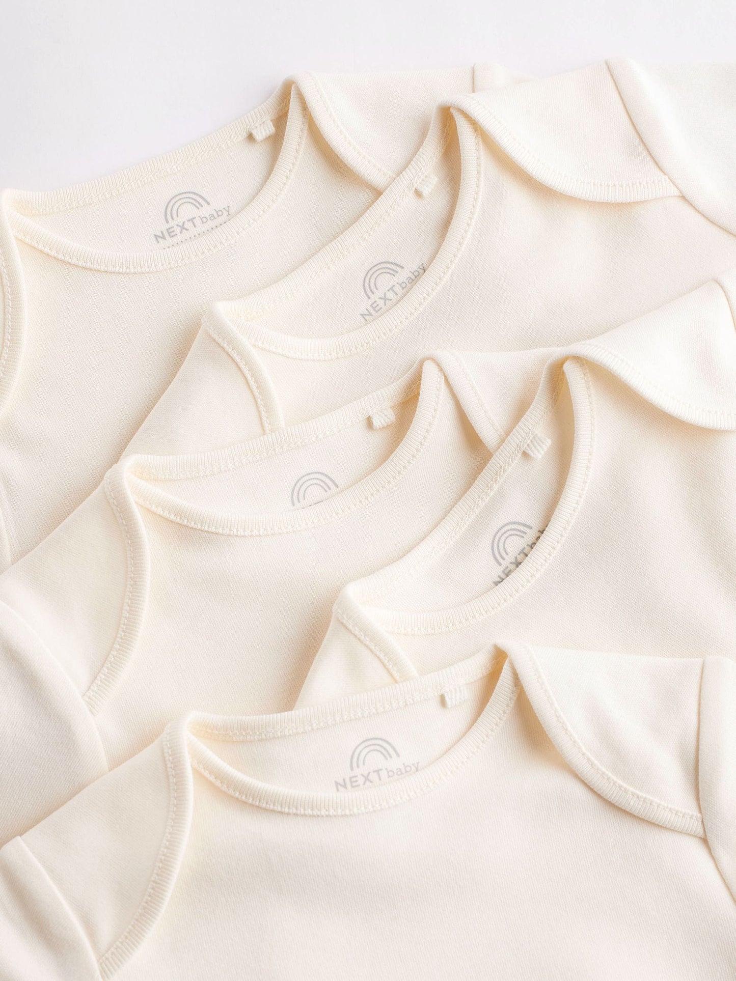 Cream Essential Baby Long Sleeve Bodysuits 5 Pack image 4