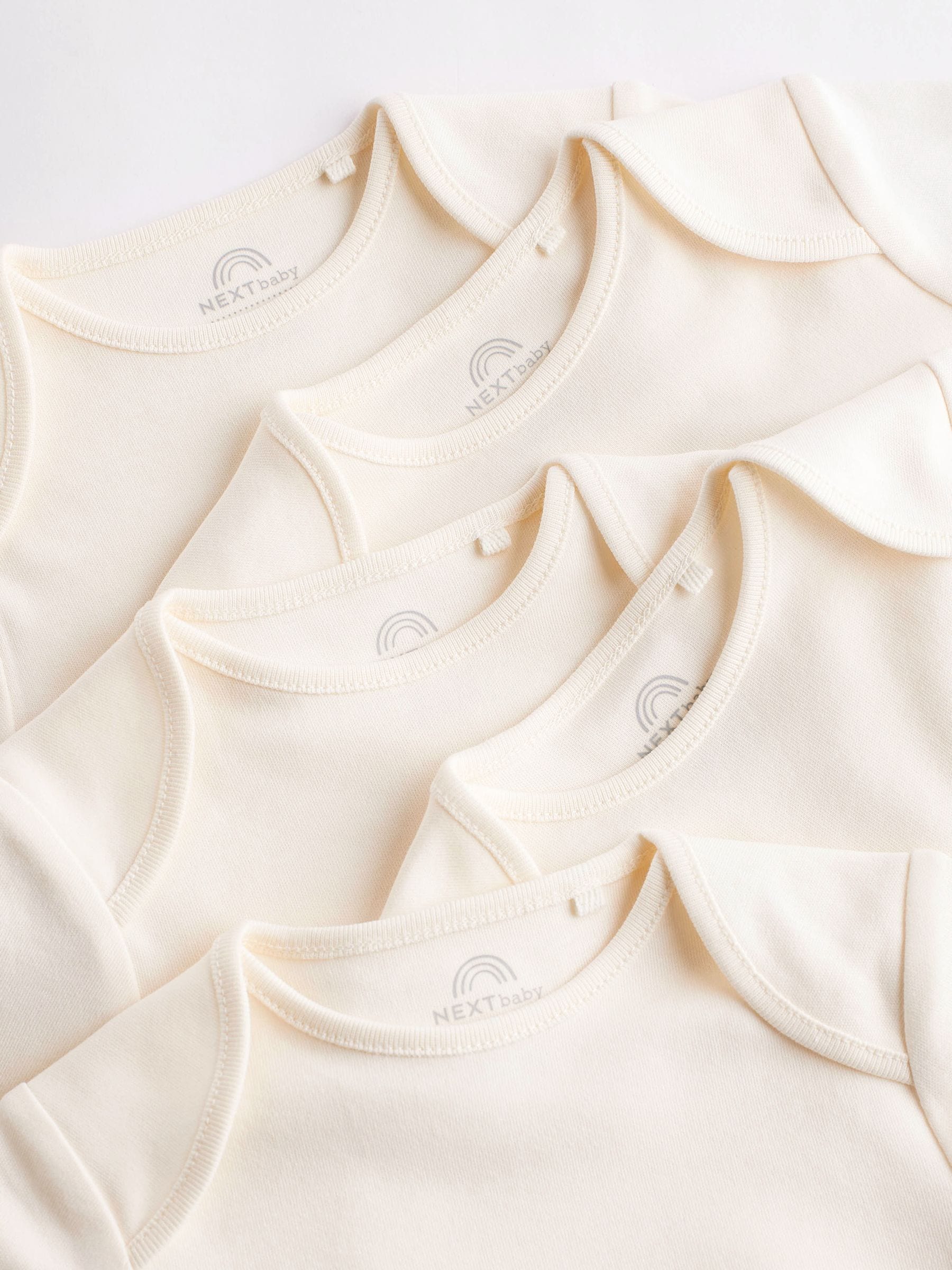 Cream Essential Baby Long Sleeve Bodysuits 5 Pack image 4