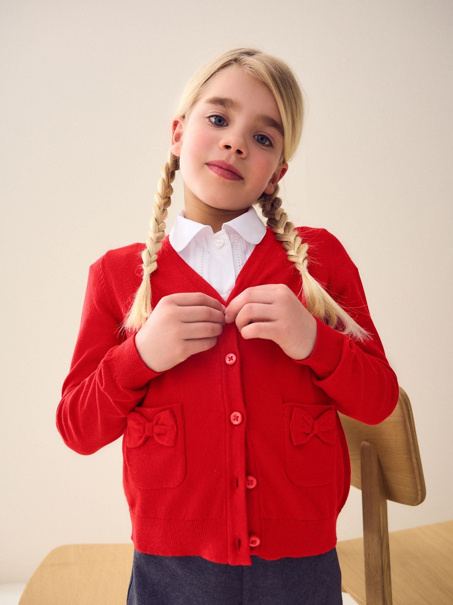 Dsiney Kidz - Red Cotton Rich Bow Pocket School Cardigan (3-16yrs) image 1