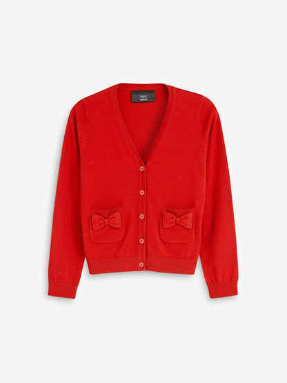 Dsiney Kidz - Red Cotton Rich Bow Pocket School Cardigan (3-16yrs) image 7