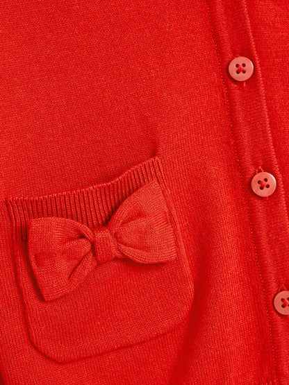 Dsiney Kidz - Red Cotton Rich Bow Pocket School Cardigan (3-16yrs) image 9