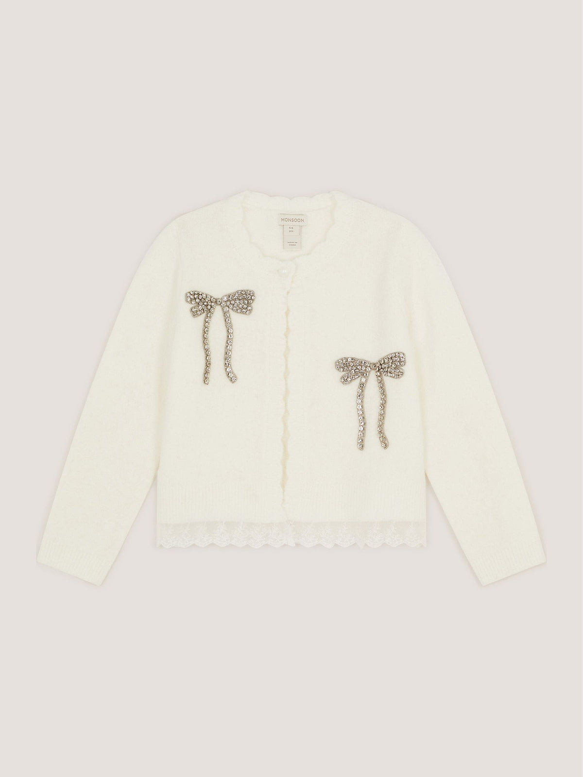 Monsoon Cream Embellished Bow Cardigan - image 1