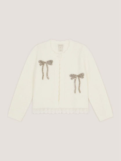 Monsoon Cream Embellished Bow Cardigan - image 1
