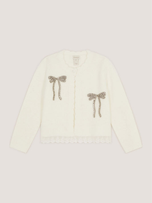 Monsoon Cream Embellished Bow Cardigan - image 1