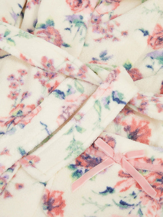Dsiney Kidz - Monsoon Cream Floral Print Fleece Dressing Gown image 2