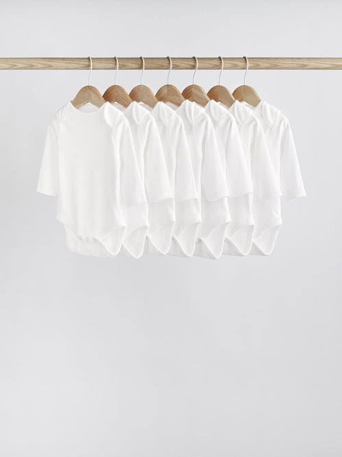 Dsiney Kidz - White 7 Pack Essential Baby Long Sleeve Bodysuits image 1