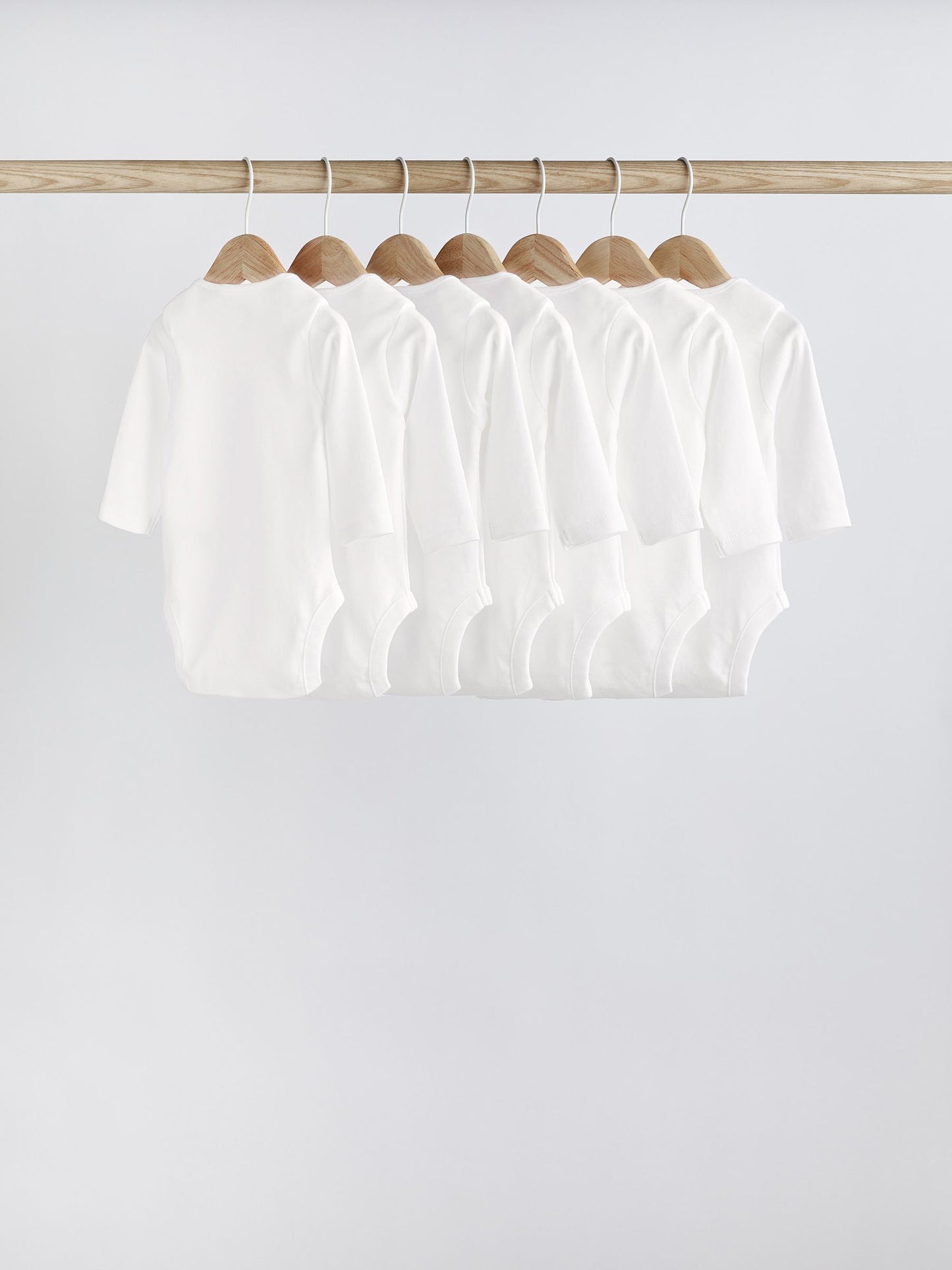 White 7 Pack Essential Baby Long Sleeve Bodysuits image 3