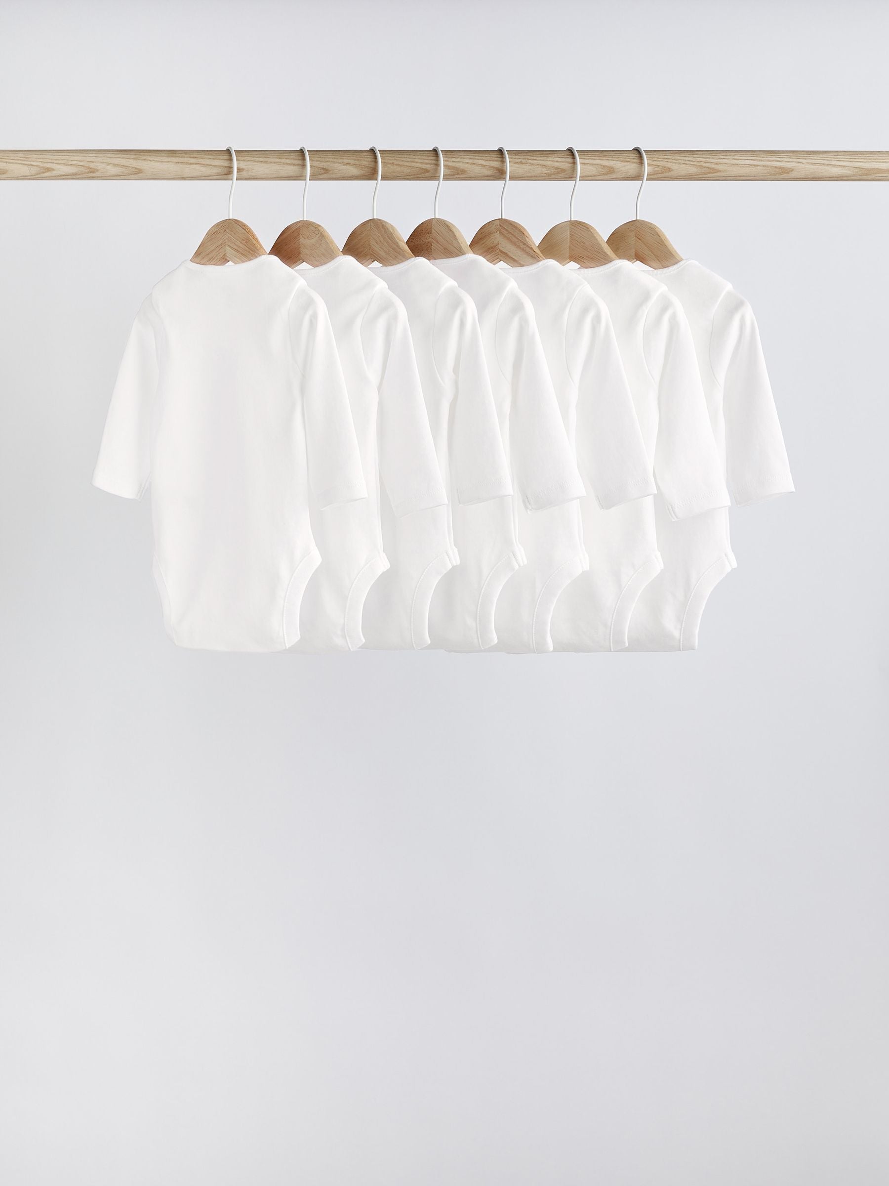 White 7 Pack Essential Baby Long Sleeve Bodysuits image 3