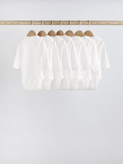 White 7 Pack Essential Baby Long Sleeve Bodysuits image 3