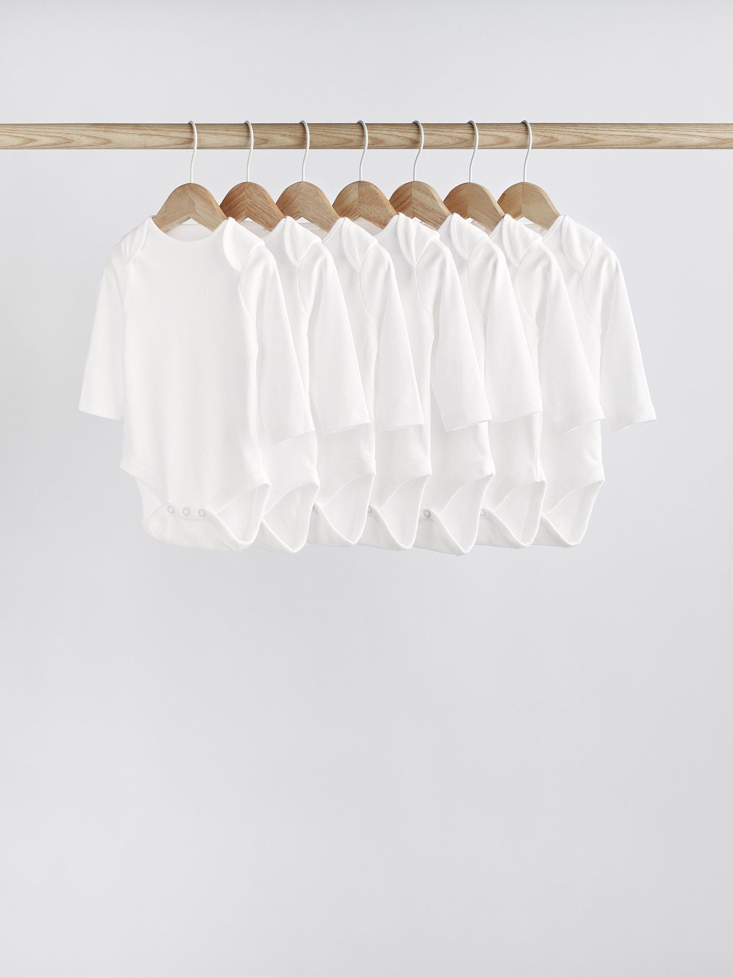 White 7 Pack Essential Baby Long Sleeve Bodysuits image 1